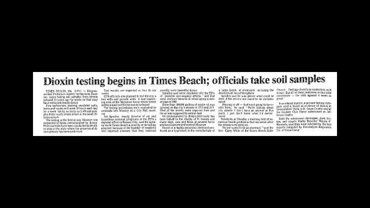 On This Day December 3 1982 – A Soil Sample From Times Beach Missouri Was Found to Contain 300 Times the Safe Level of Dioxin