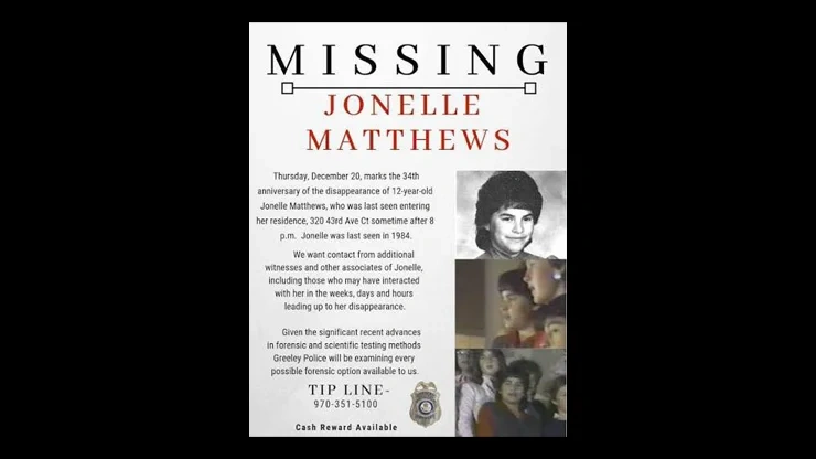 On This Day December 20 1984 – Jonelle Matthews Disappeared From Her Home in Greeley Colorado