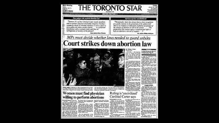 On This Day January 28 1988 - The Supreme Court of Canada Struck Down All Anti Abortion Laws
